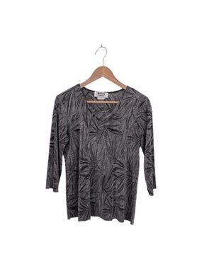 Monterey Canyon Black & Gray Abstract Print Long Sleeve Top